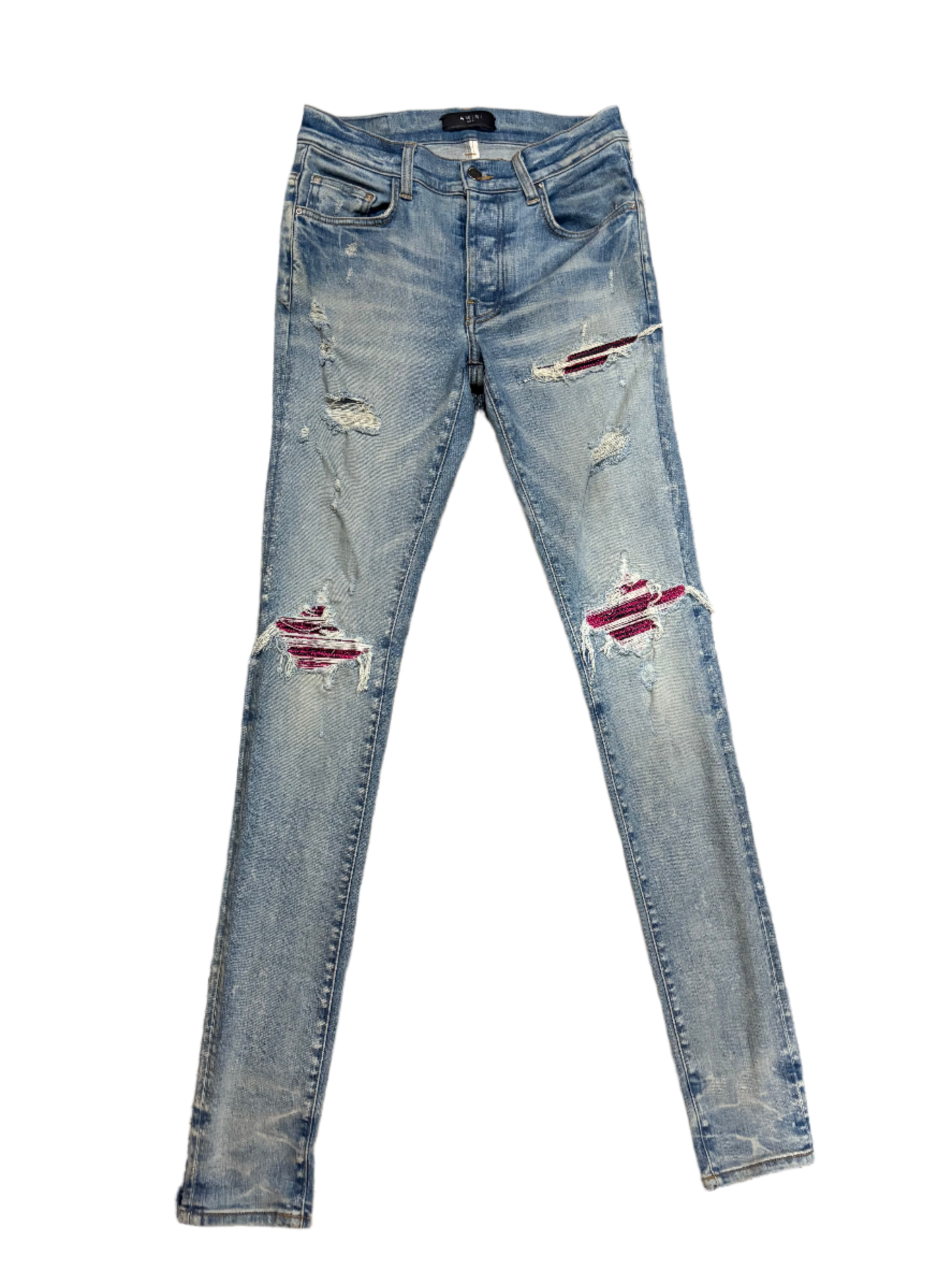 Amiri Mx1 Cracked Pink Patch Jeans